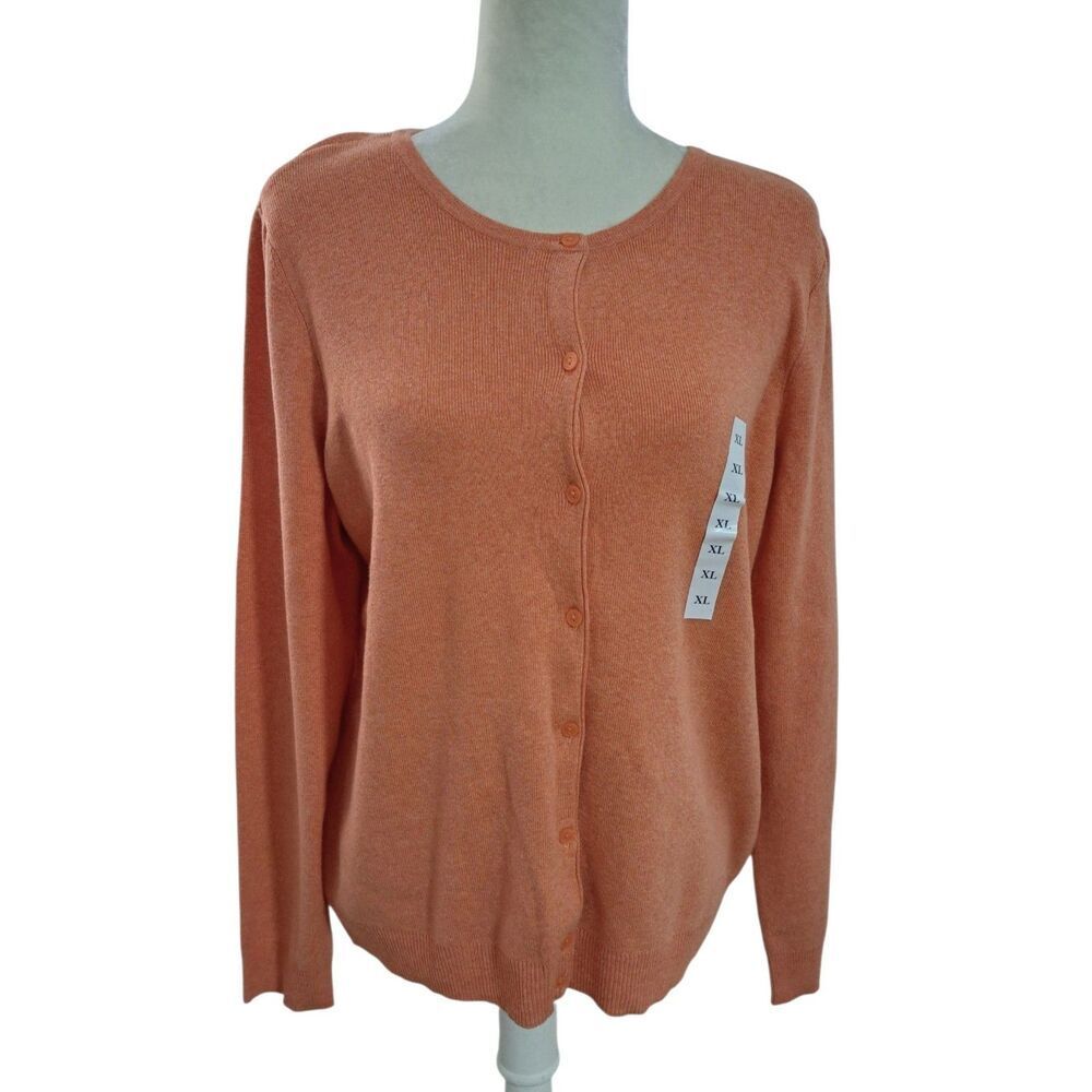 Croft & Barrow Women's Knit Long Sleeve Cotton Blend Cardigan Sz XL